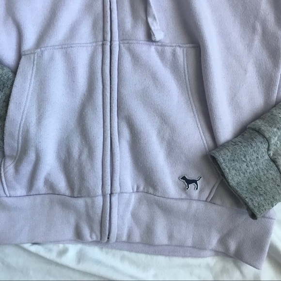 Pink VictoriaSecret lavender & grey varsity hoodie - Picture 2 of 4